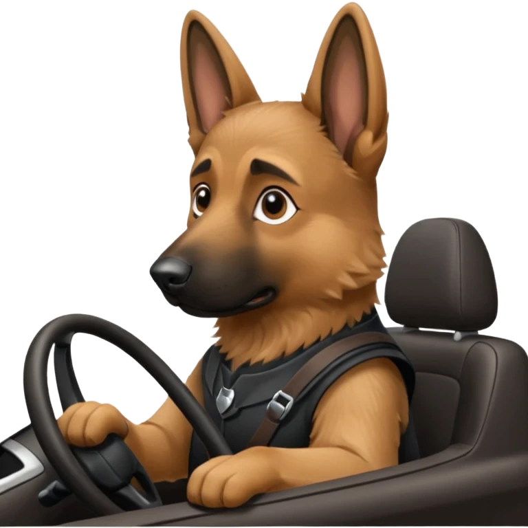 German shepherd driving  emoji