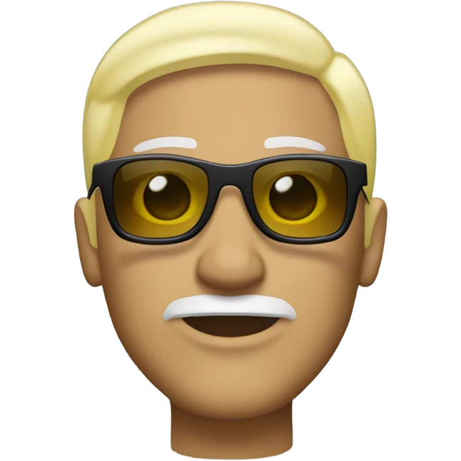 Man with a bleached yellow blonde bob and sunglasses and a goatee  emoji