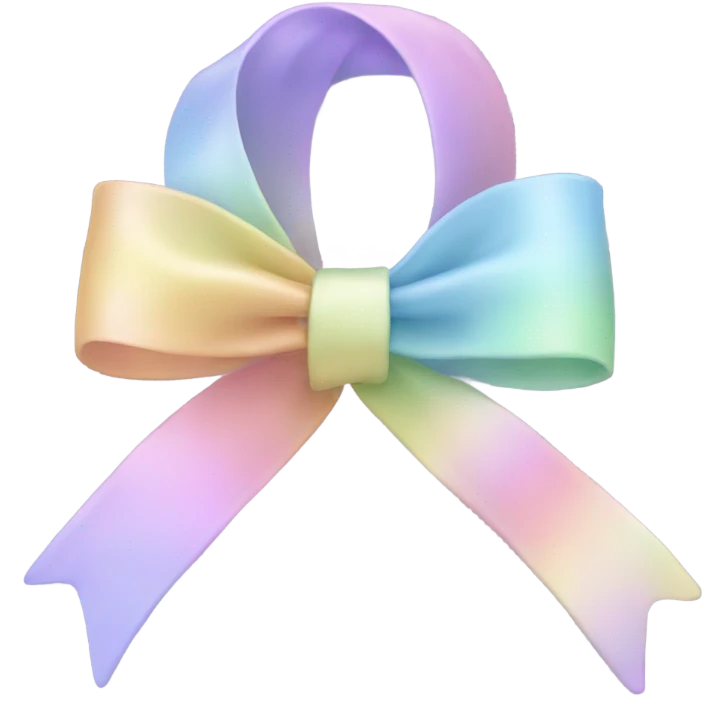 Pale pastel rainbow ribbon emoji