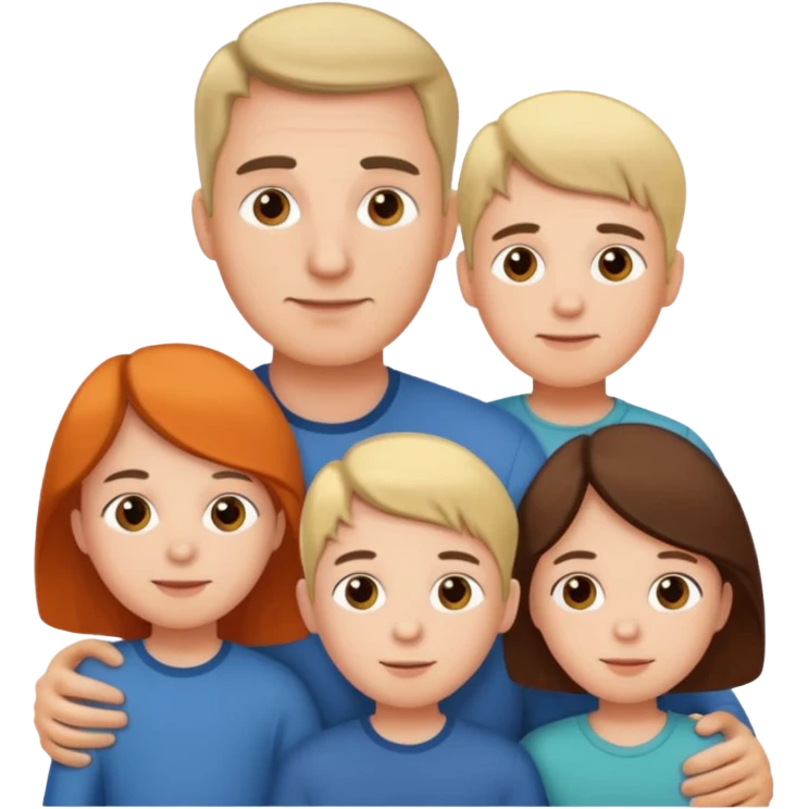 нарисую папу с 4 детьми emoji