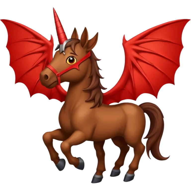 horse with horns and red bat wings emoji