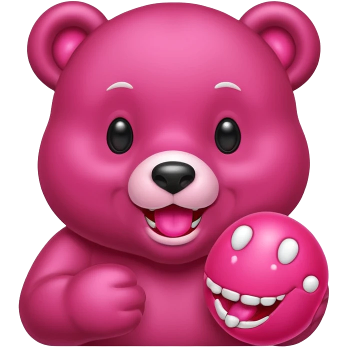 Gloomybear red bubblegum in mouth emoji
