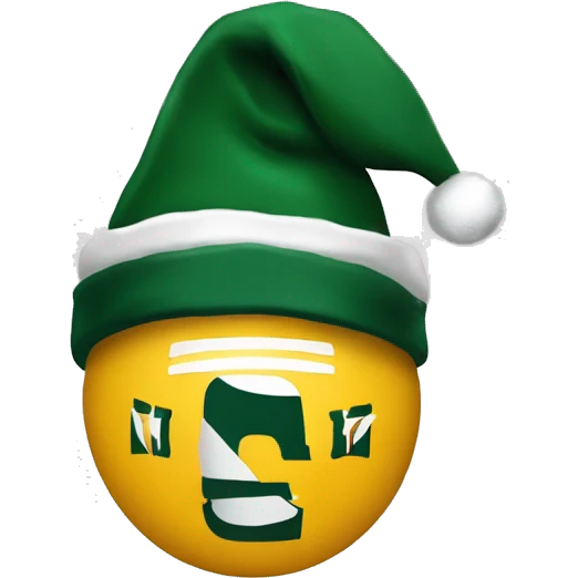 ￼Green Bay packers logo with Christmas hat  emoji
