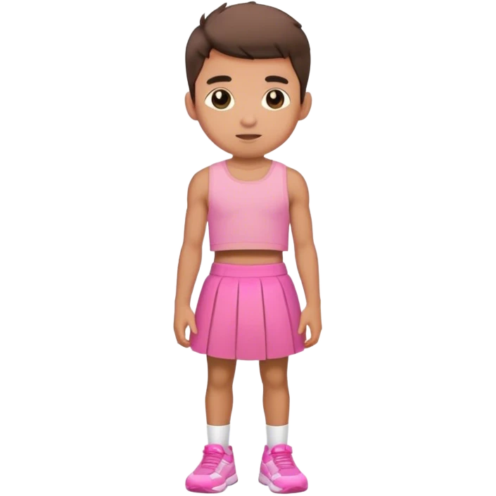boy wearing pink crop top and skirt emoji