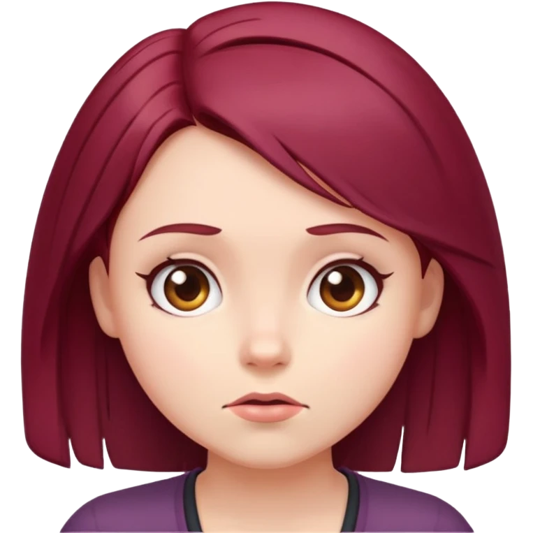 Beautiful long burgundy haired girl, shrugging shoulders emoji