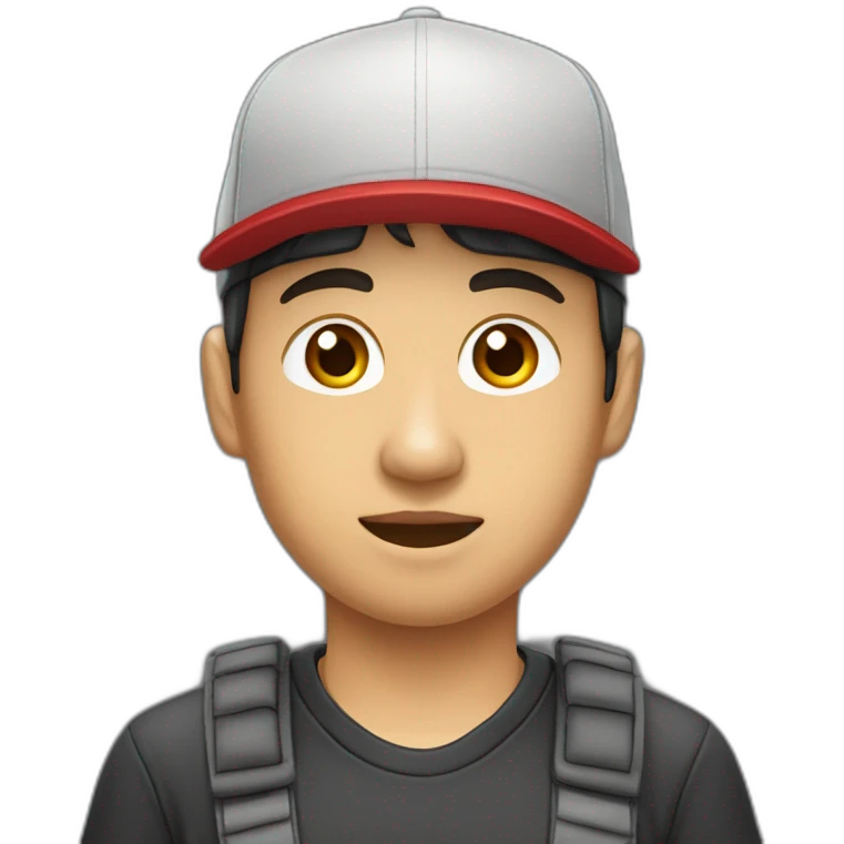 asiatico JOVEN CON gorra y pendientes emoji