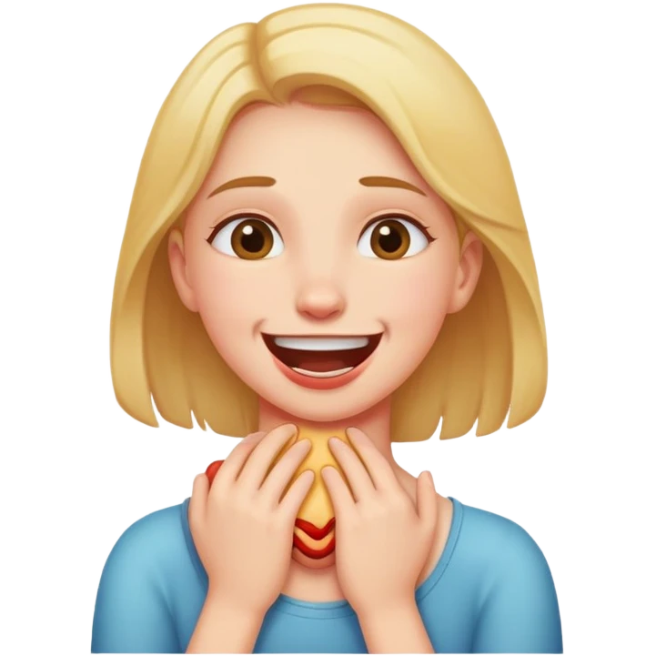girl choking her self and smiling emoji