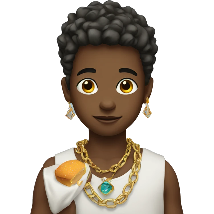 boy with jewelry and food emoji