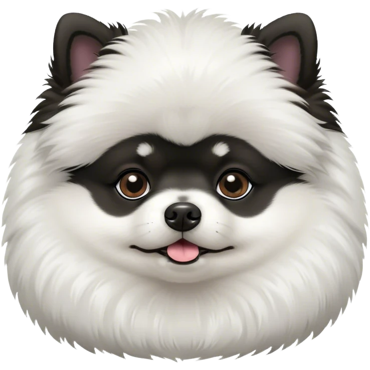 Small black and white Pomeranian very obese  emoji