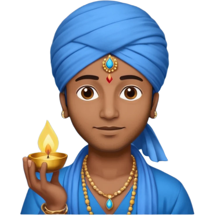 diwali man with blue turban and diwali emoji