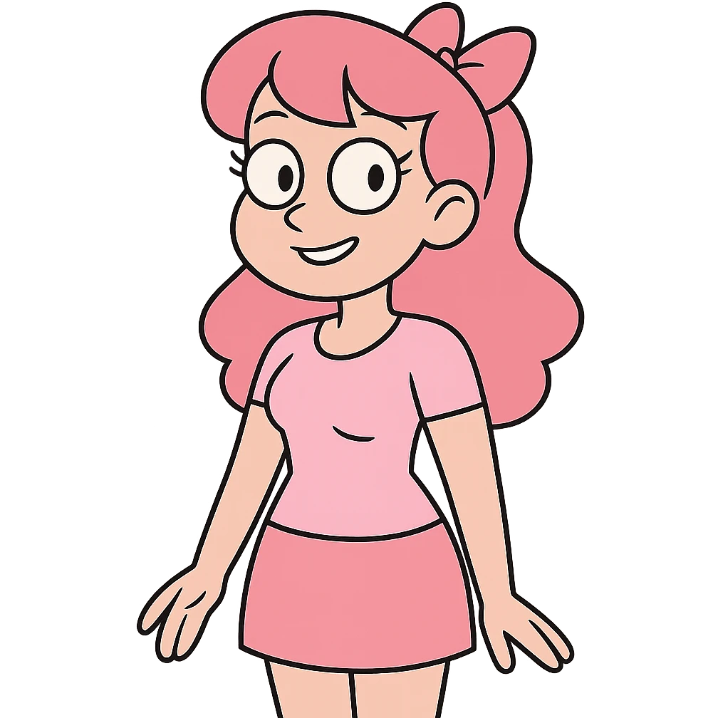 pink girly girl with minimal shading and modern look in flat toon style emoji
