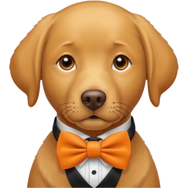 Labrador with orange bow tie, portrait emoji