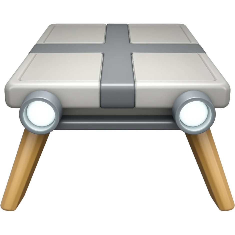 A platform with legs facing forward with glowing white eyes and with no arms emoji
