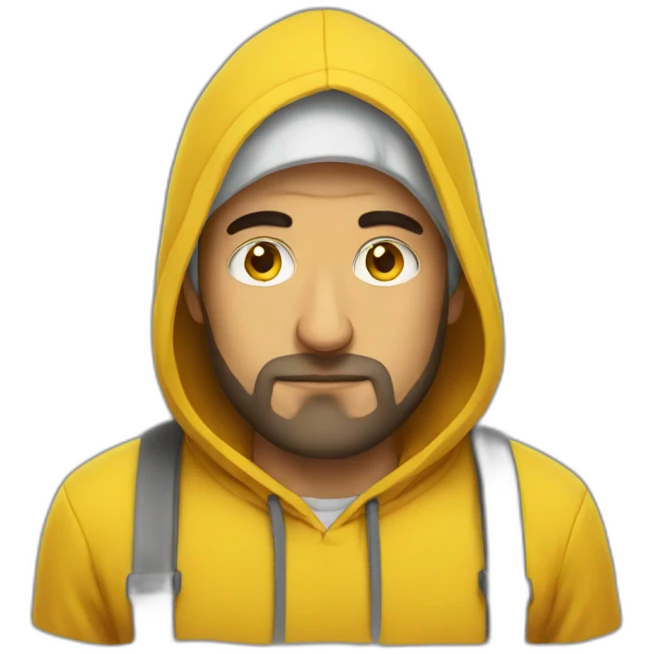Armenian men  with yellow hoodie with sleepy face emoji
