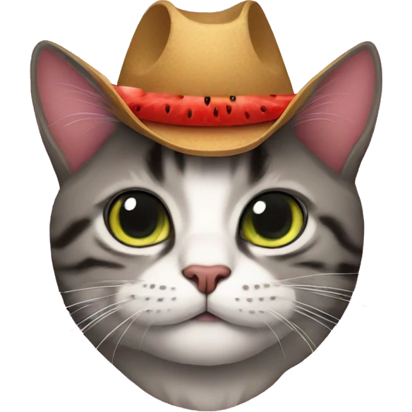 half cat, half cowboy, half watermelon emoji