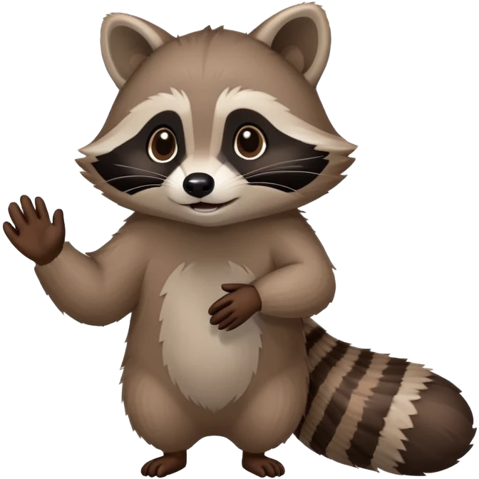 raccoon forearm and hand reaching out, back of hand visible, grabbing pose, no body emoji