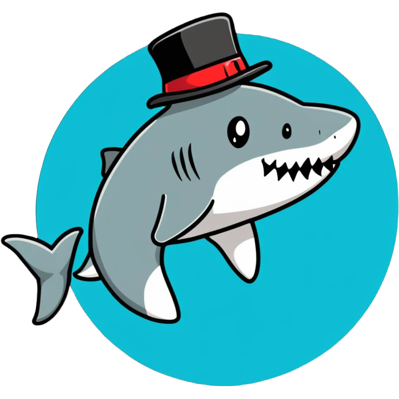 Shark with a top hat emoji