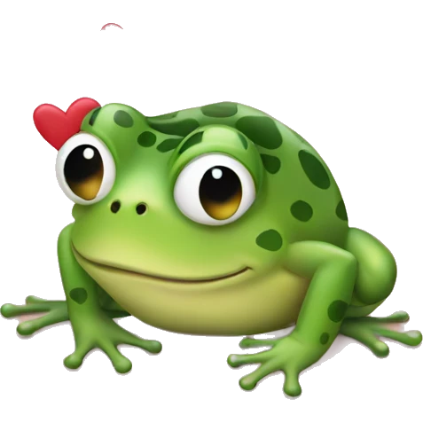 A frog with hearts emoji