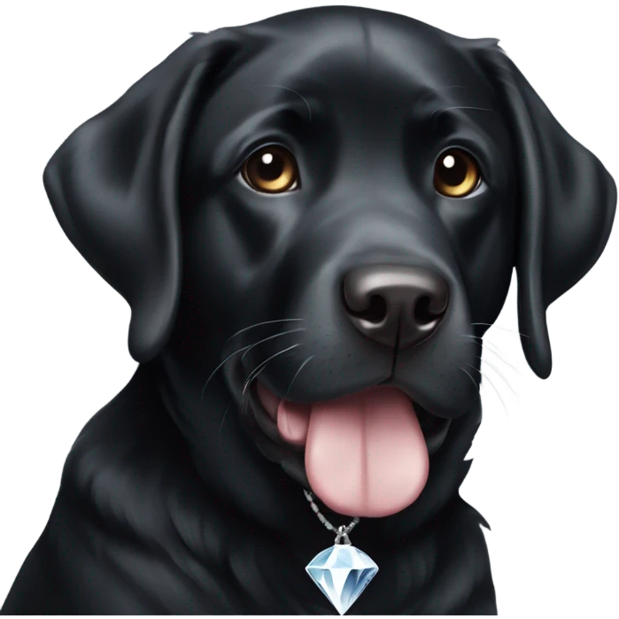 Cute black lab with a white diamond on chest  emoji