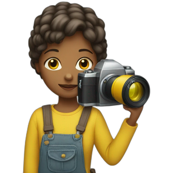 girl holding a yellow camera in her hands emoji