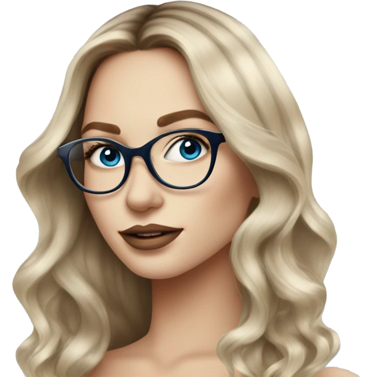 Beautiful Balayage pale model lady with glasses and blue eyes  emoji