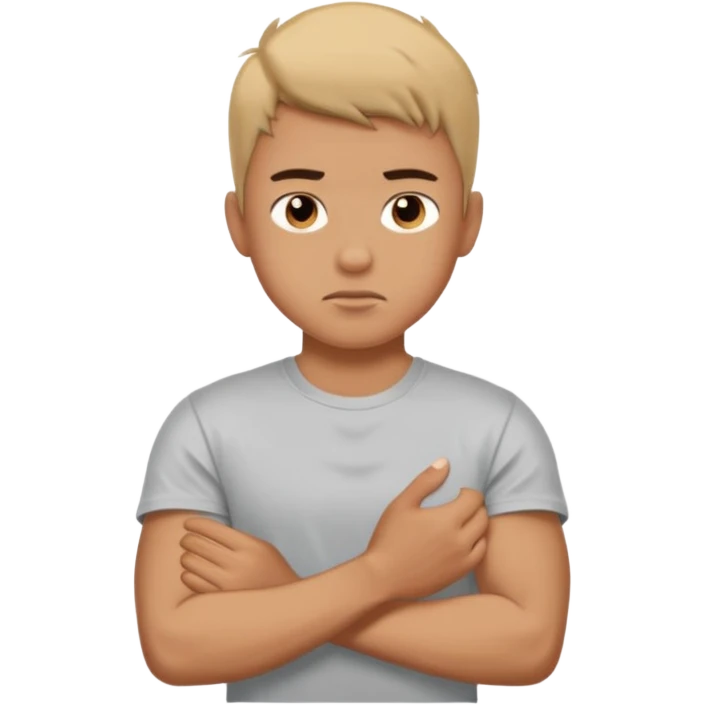 dolore muscolare di un ragazzo con la maglietta emoji