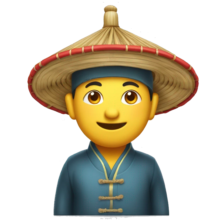 chinois avec un chapeau traditionnel sur la tête  emoji