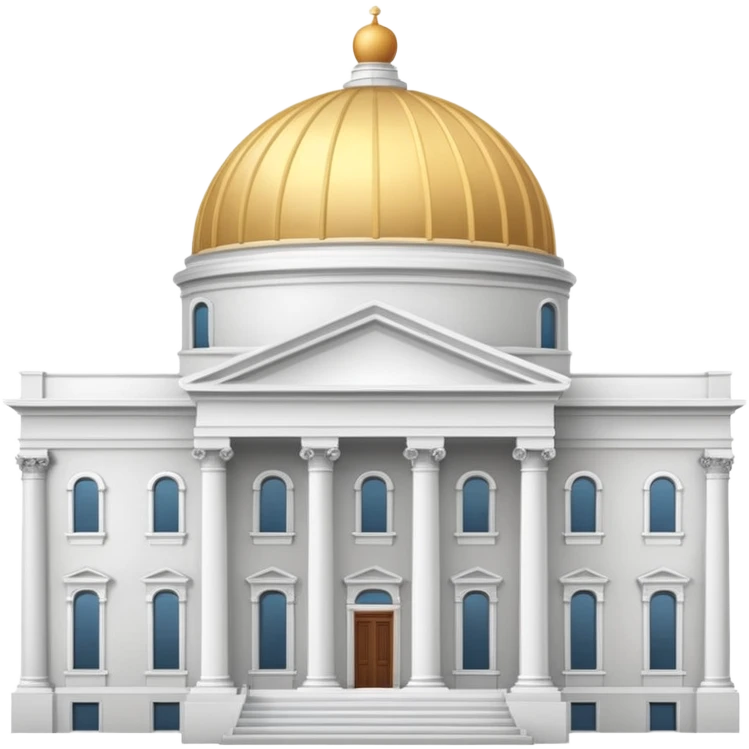 domed neoclassical building with portico and columns, emphasis on dome and classical architecture, Apple emoji style buildings, smooth shading, no text emoji