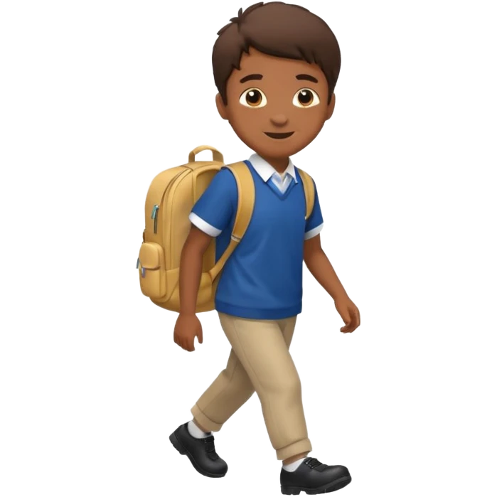 Boy walking to  in  uniform and backpack, full body emoji