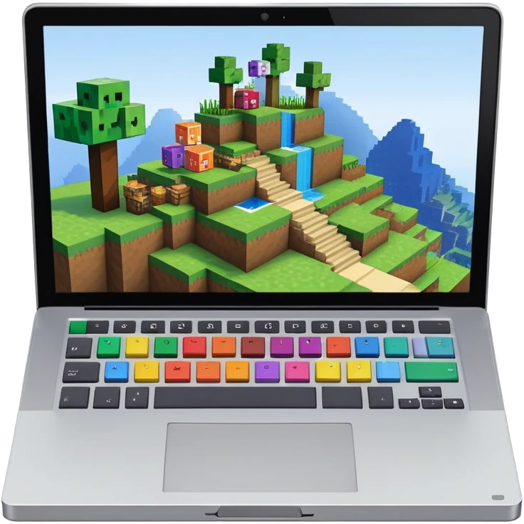 A laptop playing minecraft emoji