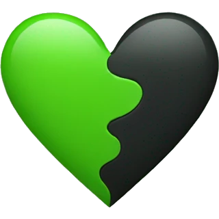Half black and half Green heart emoji
