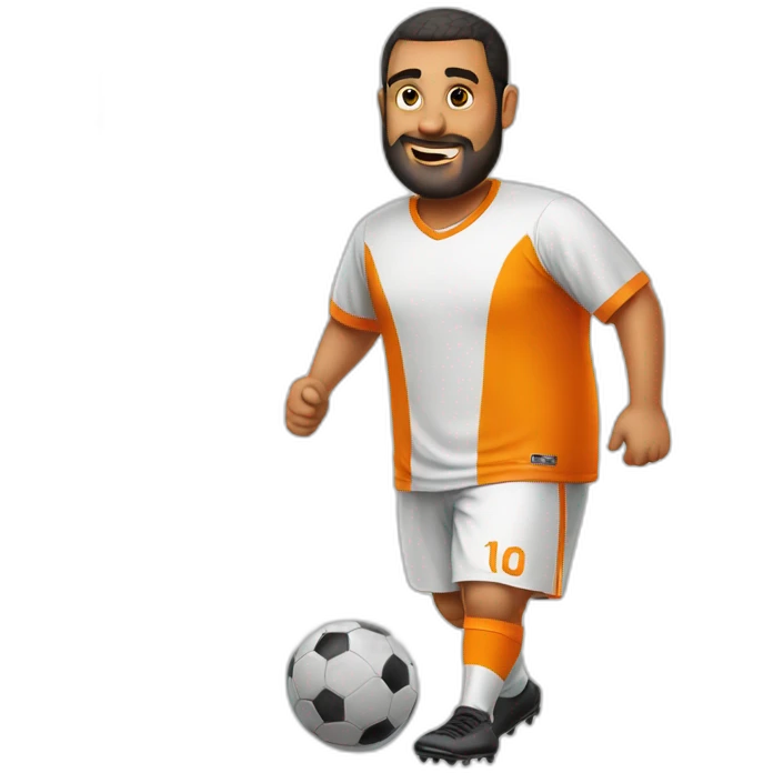 Fat arab man play soccer orange emoji