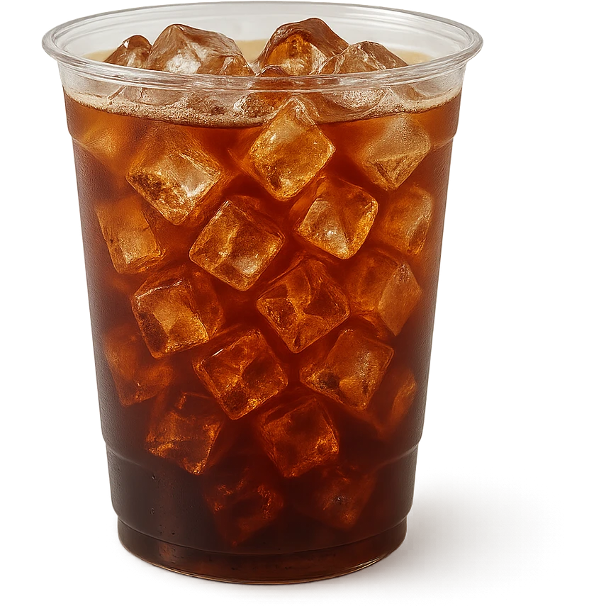 see-through cup of coffee with ice showing frozen coffee inside emoji