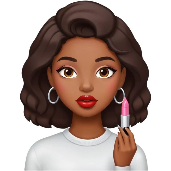 Black girl putting on lipgloss emoji