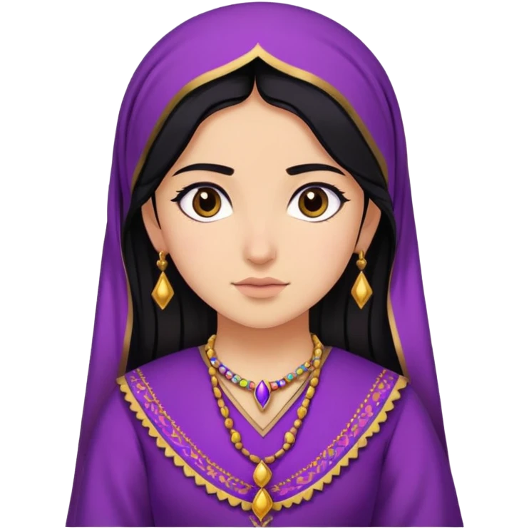 black haired girl with purple kurdish traditional clothes  emoji