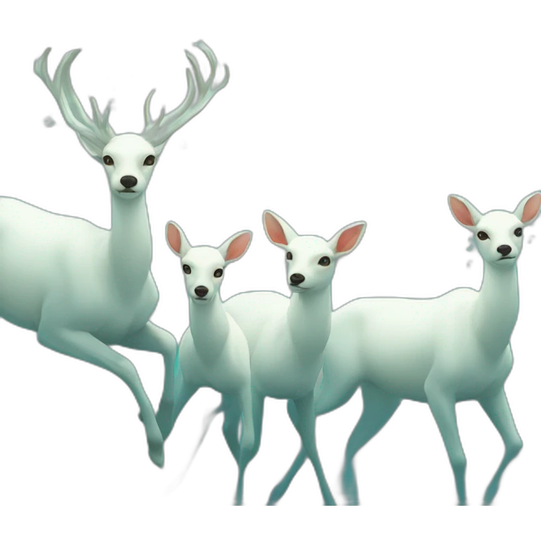 The white deer group swimming in the morning emoji