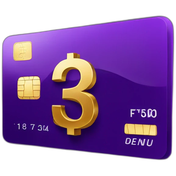 Dark Purple Credit card with huge golden euro sign emoji