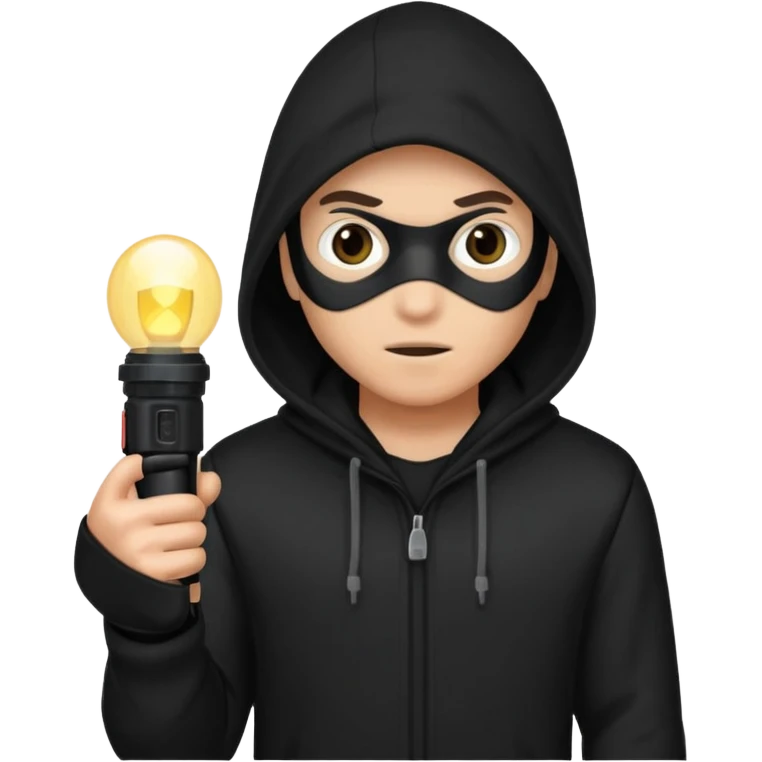 Thief with black hood and flashlight emoji