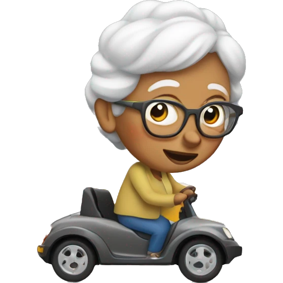 Grandma driving over speed bumps emoji