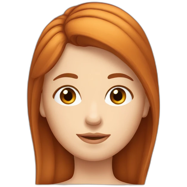 Une Fille rousse cheveux longs et aux yeux bleus , les cheveux detaché emoji