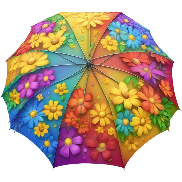 Large umbrella made of flowers with dew drops emoji
