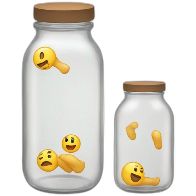 from left to right one human leg, empty glass jar, another human leg emoji