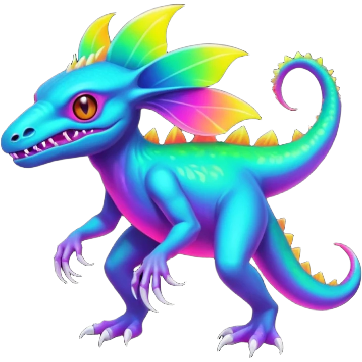An exotic neon colorful unique bizarre eccentric Fakémon-creature (full body) emoji