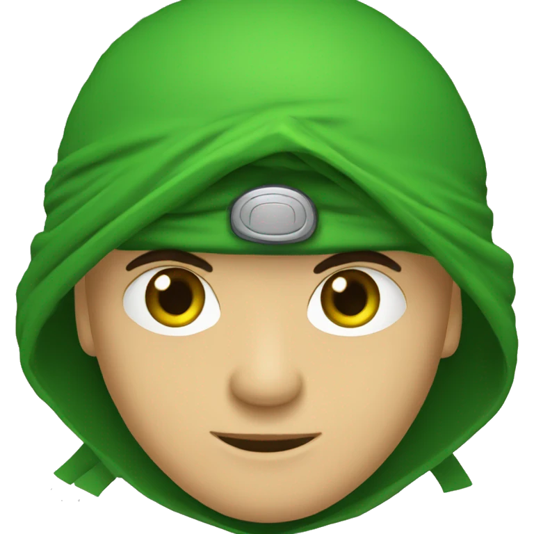 Ninja de ojos verdes con ametralladora emoji