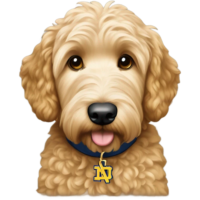 Goldendoodle with notre dame emoji