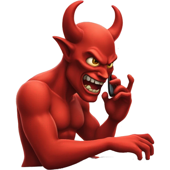 devil on the phone, in front of a laptop emoji