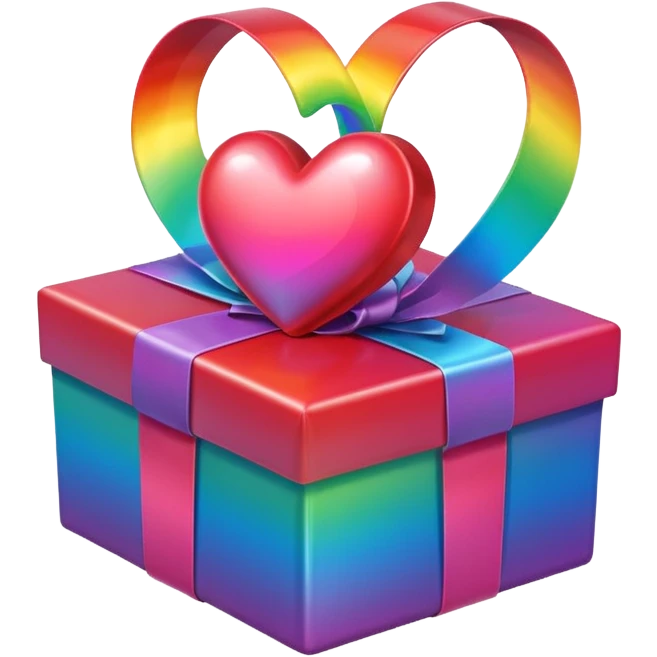 heart with rainbow gradient and gift box emoji