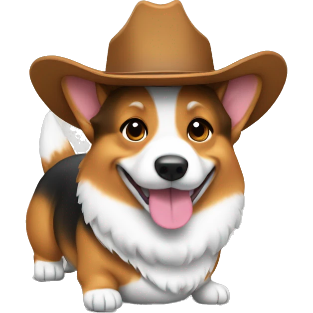 Tri color corgi wearing cowboy hat emoji