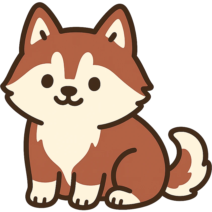 pusheen-style red siberian husky puppy emoji