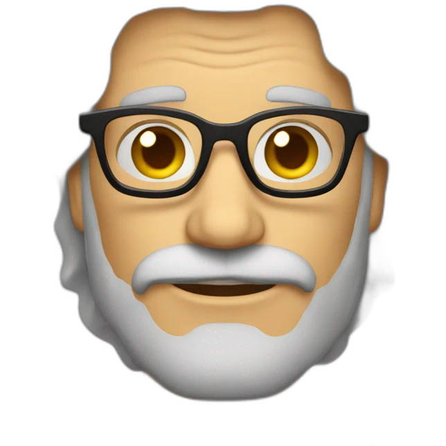 hombre con pelo largo ruludo y lentes emoji